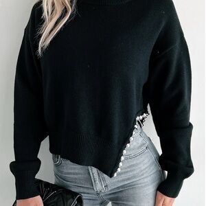 Zara Asymmetrical Sweater with silver beading Size S